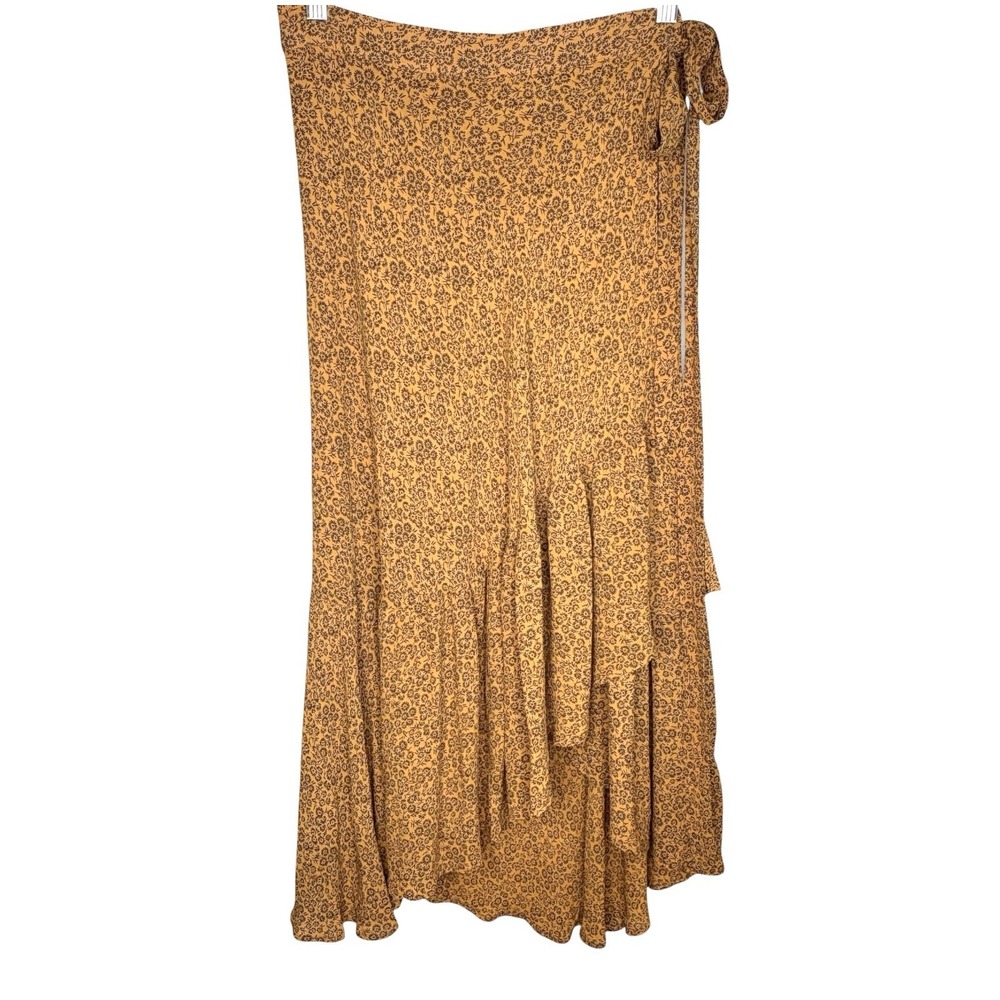 Reformation Maxi Wrap Skirt XS Cottage Boho Floral Ruffle Asymmetric Romantic